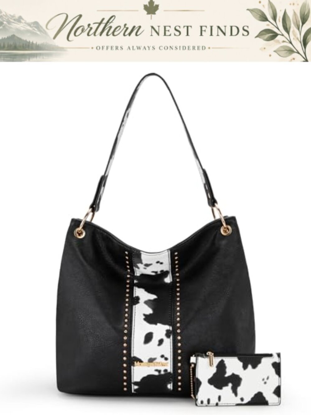 Montana West Cow Print Hobo Shoulder Bag Large Capacity Women Tote Purse